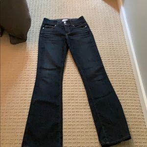 Mid rise wider legged Paige jeans.